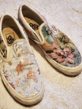 Tapestry Vans Slip Ons